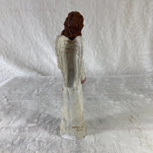 TNT 1993 Item 3531 Painted finished Pecan Resin Angel with Horn - Picture 3 of 10